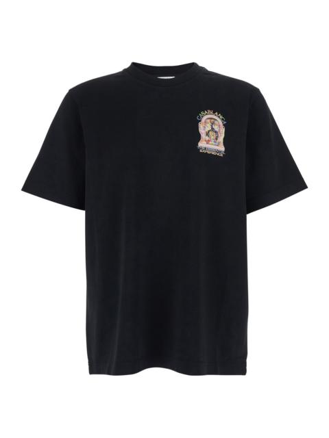 CASABLANCA Casablanca Men Black Crewneck T-Shirt With Logo Detail On The Front And Maxi Logo Print On The Rear 