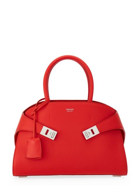 FERRAGAMO FERRAGAMO Hug Small Leather Top-Handle Bag in Flame Red at Nordstrom