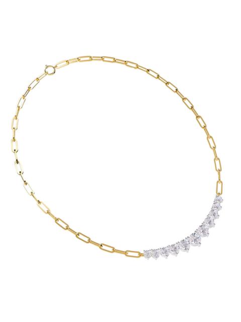 Other Designers Diamond2Deal 14k Two-tone Gold 5.8 Ct Round Lab Grown Diamond Link Pendant Necklace 18" VVS-VS, E-F