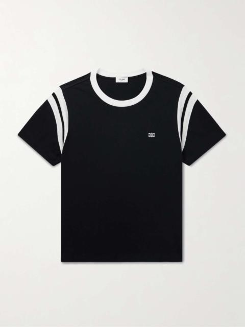 Logo-Embroidered Striped Cotton-Jersey T-Shirt