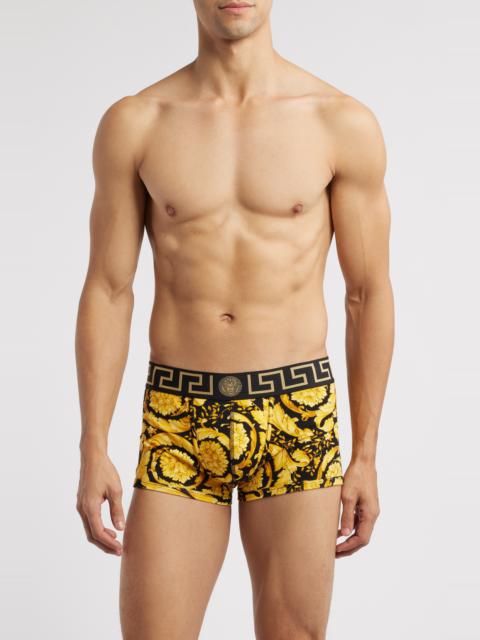 VERSACE Versace Barocco Stretch Cotton Trunks in Black Print at Nordstrom