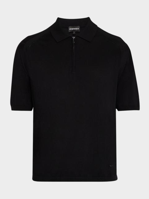 Men's Knit Quarter-Zip Polo Shirt