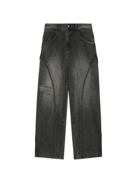 ripped wide-leg jeans