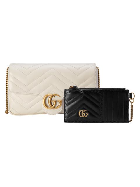 GUCCI GUCCI GG Marmont Small White Leather Shoulder Bag New