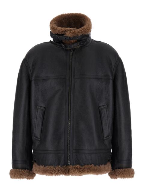 SAINT LAURENT Saint Laurent Men Brown Jacket With Removable Collar And Shearling Lining In Leather For Men
