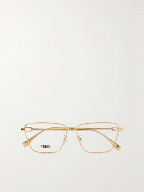 Baguette square-framed gold-tone optical glasses