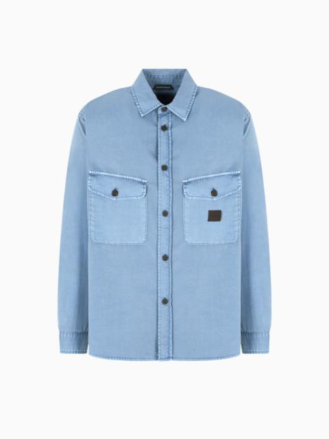EMPORIO ARMANI COMFORT-FIT SHIRT WITH WASHED TWILL POCKETS