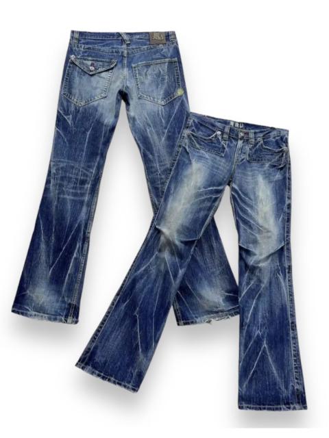 Other Designers Le Grande Bleu (L.G.B.) - VTG FLARE🔥ONIARAI Clawmark Whisker Distressed Blue Denim