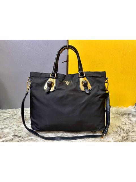 Prada Authentic Prada Tessuto Soft Calf Leather Shopping Tote Bag