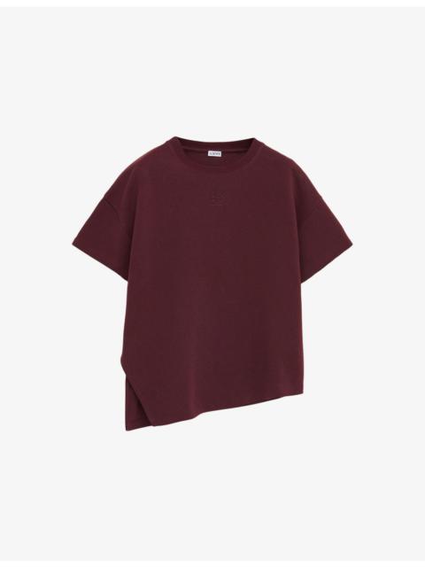 Loewe Logo-Embroidered Asymmetric-Hem Cotton-Blend T-Shirt