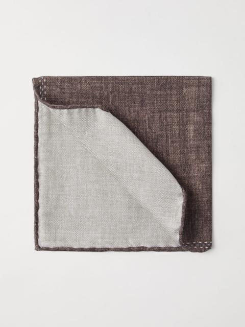 Brunello Cucinelli Silk pocket square with printed logo