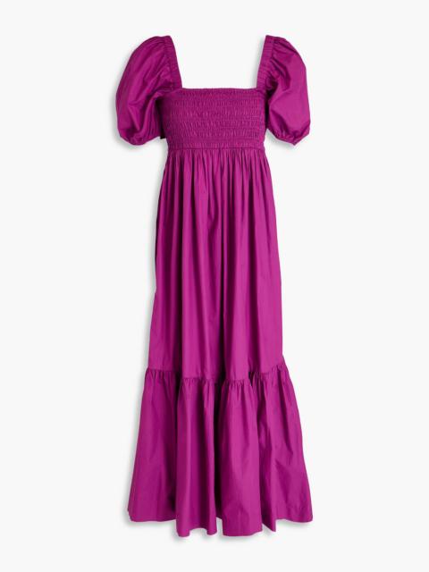 GANNI Shirred cotton-poplin maxi dress