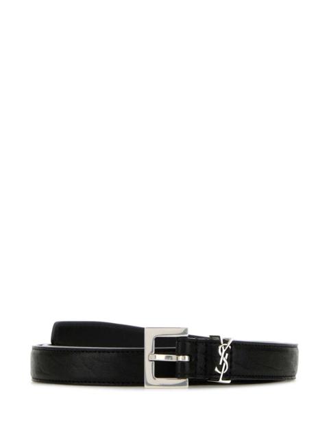 SAINT LAURENT Saint Laurent Men Black Leather Belt