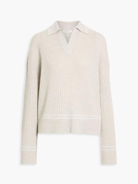 rag & bone Mabel ribbed merino wool-blend polo sweater
