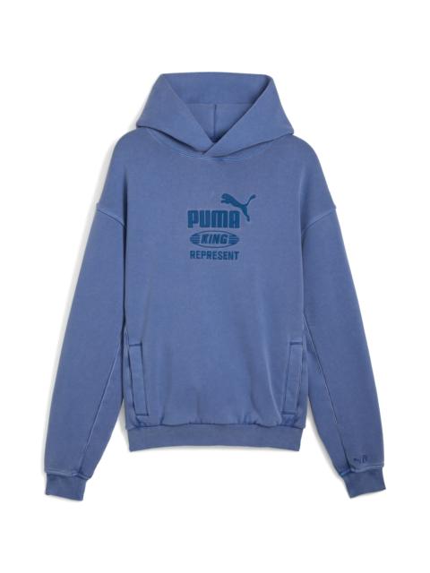 PUMA PUMA x Represent Embroidered Cotton Graphic Hoodie in Blue Dusk at Nordstrom