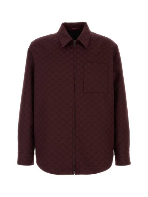 GUCCI Gucci Men Burgundy Gg Fabric Jacket