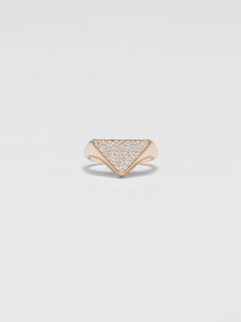 Prada Eternal Gold signet ring in yellow gold with diamonds
