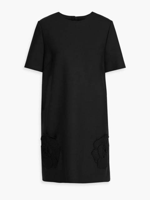 Oscar de la Renta Floral-appliquéd wool-blend mini dress
