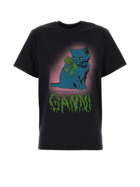 GANNI Graphite cotton t-shirt
