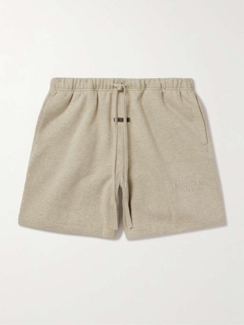 Wide-Leg Logo-Appliquéd Cotton-Blend Jersey Drawstring Shorts