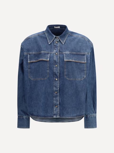 Brunello Cucinelli Denim Shirt with Jewel Details