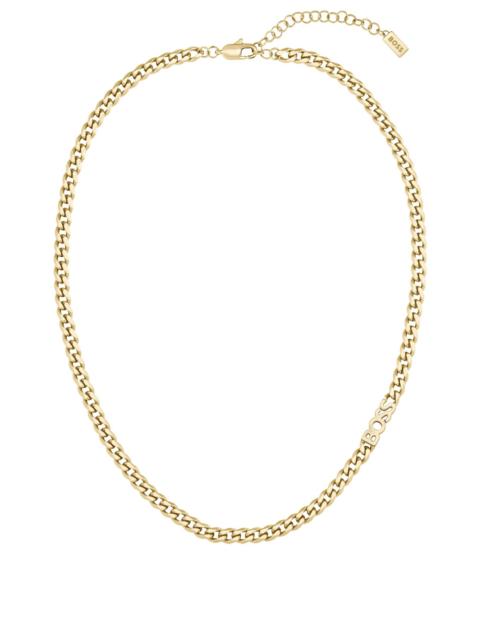 BOSS CURB-CHAIN LOGO NECKLACE IN GOLD-TONE STEEL