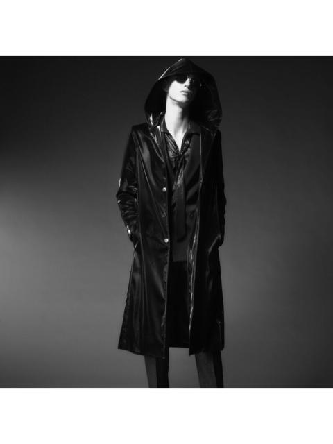 SAINT LAURENT Saint Laurent Shiny Hooded Coat in Medium