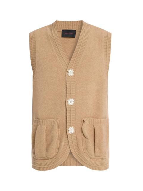 Simone Rocha Simone Rocha Knit Vest W/ Pearl Buttons Camel