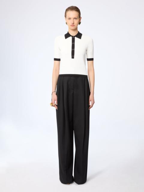 NINA RICCI White Bicolour Cropped Polo
