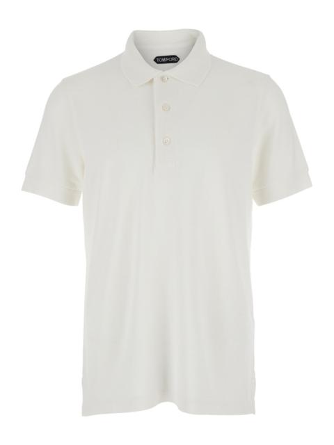 TOM FORD Tom Ford Men White Polo Shirt With Classic Collar And Front Closure In Cotton Blend Men