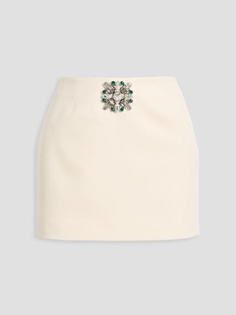 AREA Embellished wool-twill mini skirt