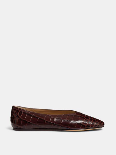LE MONDE BÉRYL Regency Slipper / Coco Brown Croc Effect Leather