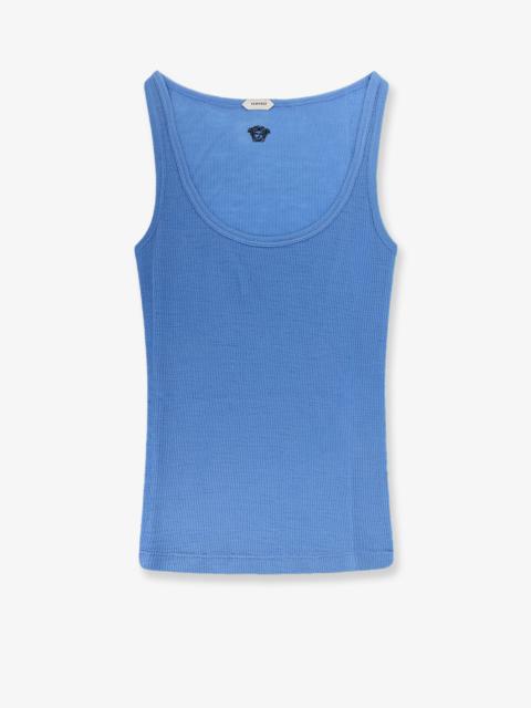 VERSACE Versace Wool Tank Top With Back Logo Blue
