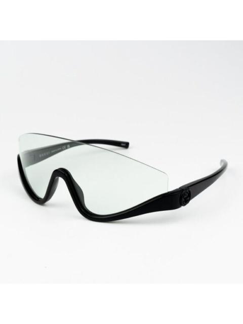 GUCCI NEW Gucci GG1650S 005 Shiny Black  Green Unisex Shield Mask Sunglasses