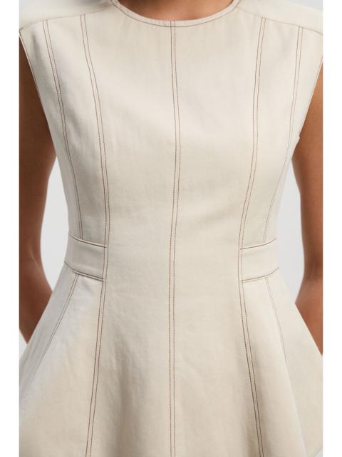 KAREN MILLEN Petite Tencel Cotton Contrast Zip Up Woven Peplum Top