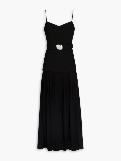 NICHOLAS Belted crepe and georgette midi dress