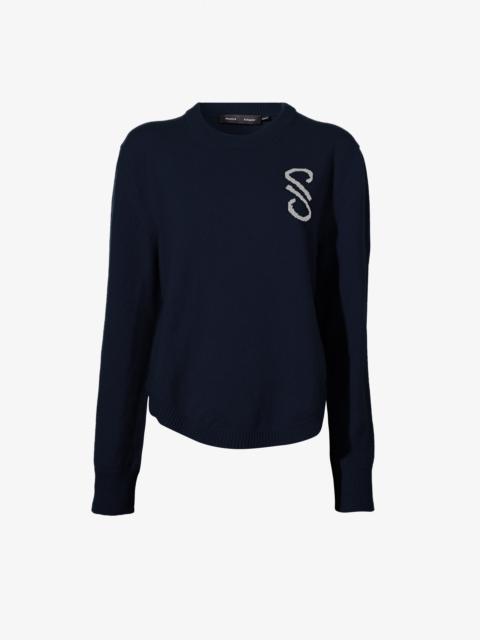 Proenza Schouler Harrison Monogram Sweater in Wool Jacquard