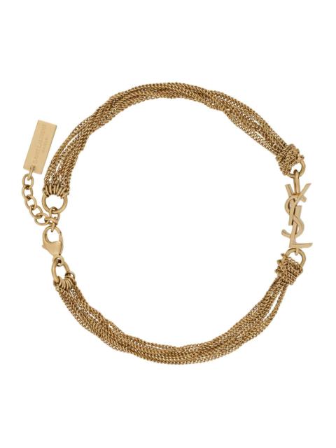SAINT LAURENT Saint Laurent Women Metallic Bracelet With Cassandre Charm And Adjustable Lobster Closure In Brass W