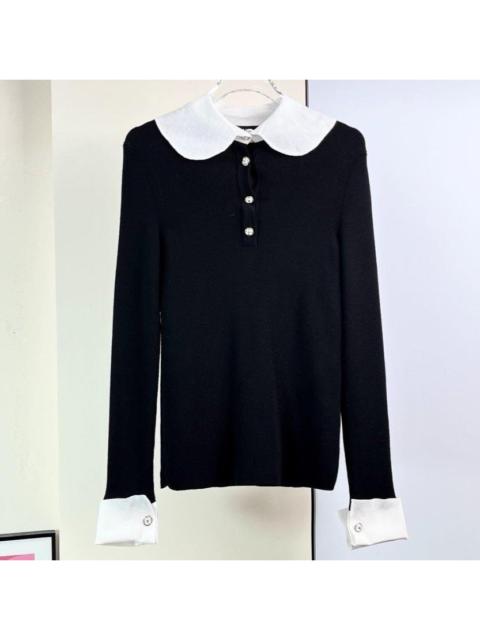 CHANEL Chanel 20B Black and White Collared Knit Top