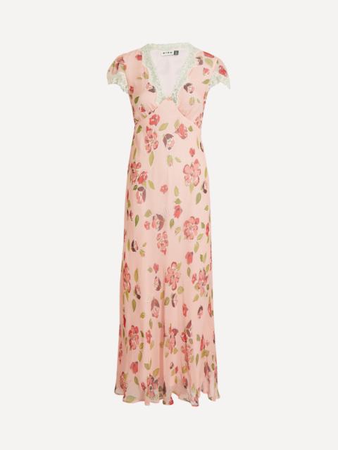 RIXO Clarice Kimmie Floral Pink Chiffon Midi Dress