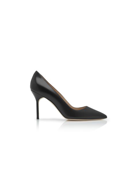 Manolo Blahnik Black Calf Leather Pointed Toe Pumps