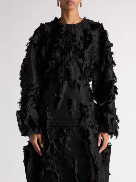 Bottega Veneta Fine Fringe Fil Coupé Top in 1000 Black at Nordstrom