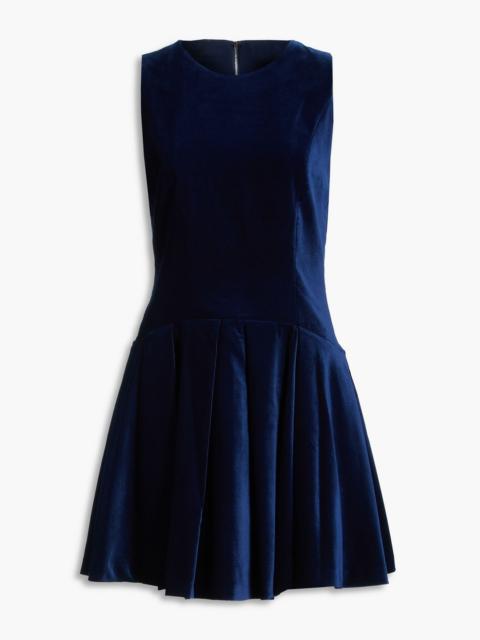 Alice + Olivia Adley pleated velvet mini dress