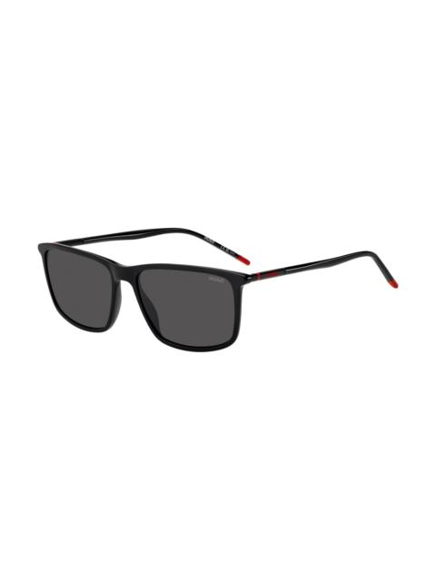 HUGO TUBULAR-TEMPLE SUNGLASSES IN BLACK ACETATE