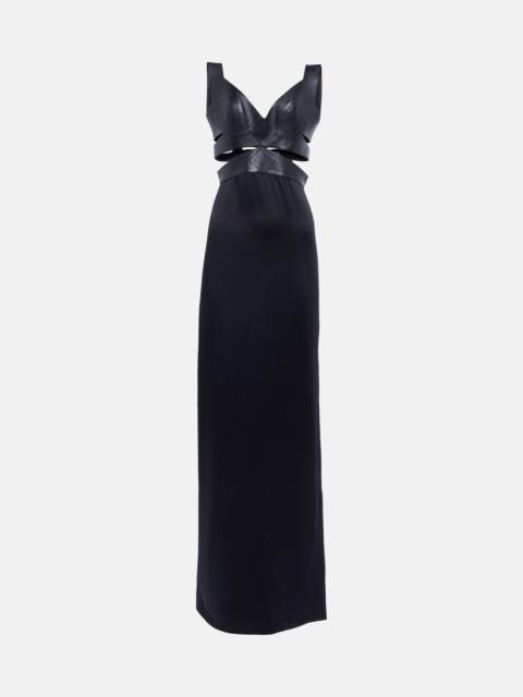 Alaïa Leather-trimmed cutout gown