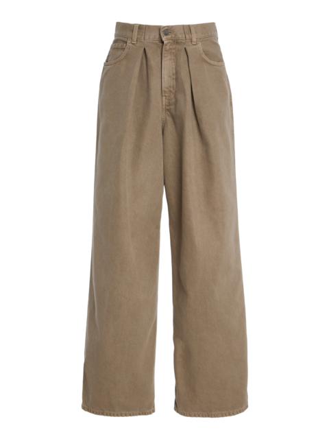 HAIKURE Candy Pleated Stretch Low-Rise Wide-Leg Jeans brown