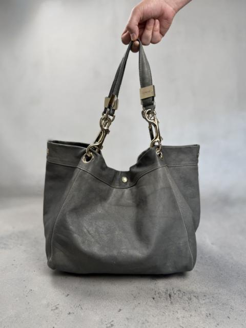 JIMMY CHOO Jimmy Choo Large Grey Leather Tote Bag Luxury Designer Y2K