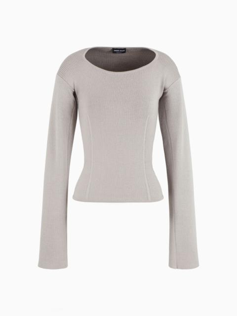 GIORGIO ARMANI Ribbed viscose-and-wool jumper