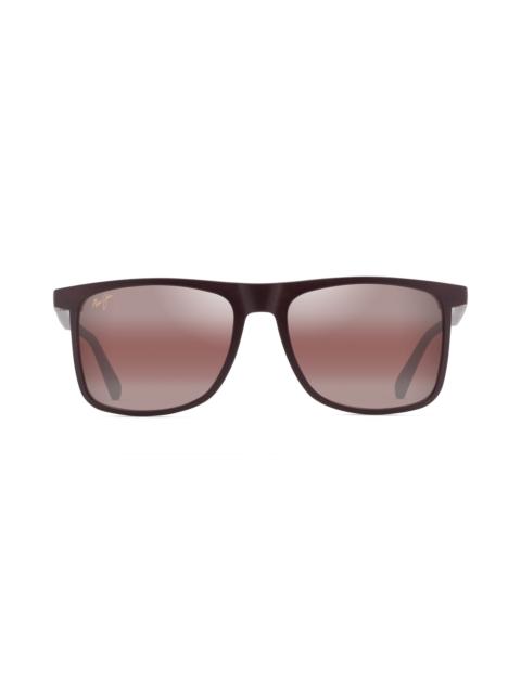 Maui Jim Maui Jim Makamae 56mm Polarized Square Sunglasses in Matte Burgundy at Nordstrom