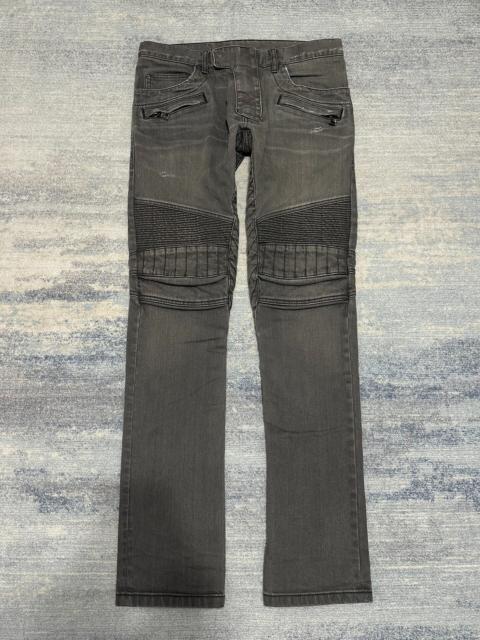 Balmain Balmain FW15 Grey Wash Biker Jeans by Olivier Rousteing